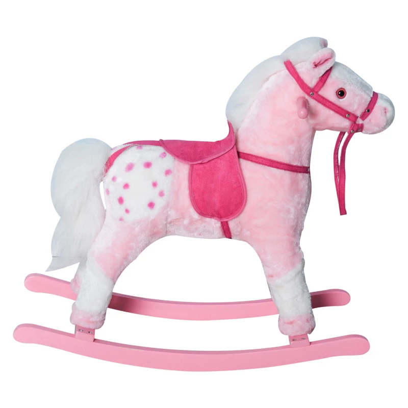 Qaba Plush Rocking Horse Soft Battery Operated Kids Toy Bouncing Rocker Ride-On Pony Walker - Pink