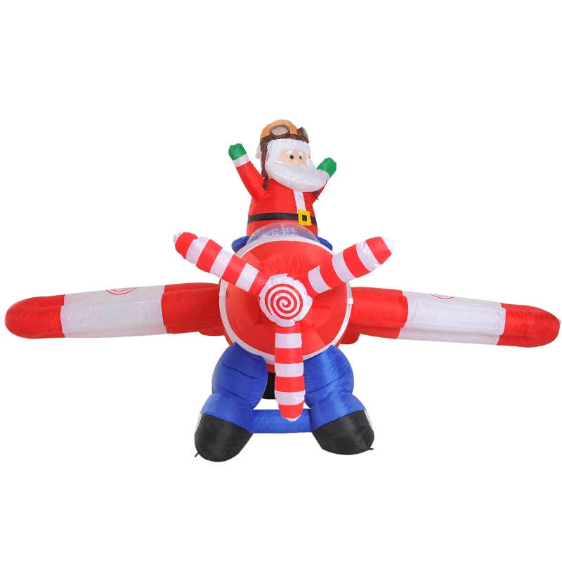HomCom 8' Outdoor Animated Christmas Inflatable Pilot Santa in Propeller Plane
