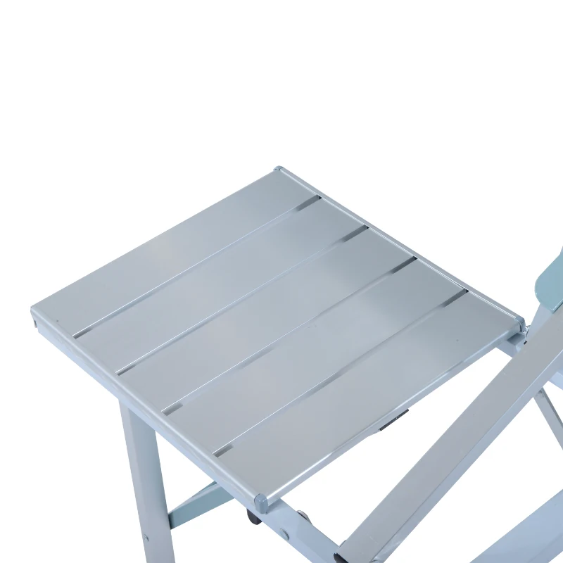 Outsunny Height Adjustable Folding Outdoor Picnic Table w/ 4 Seats - White and Silver