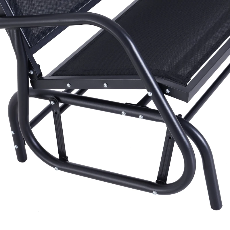 Outsunny Outdoor Front Porch Curved Loveseat Glider Rocker Bench Chair - Black