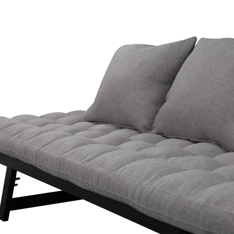 HOMCOM Click Clack Couch Convertible Futon Sleeper Sofa Bed - Modern - Linen Fabric  61" L Light Grey