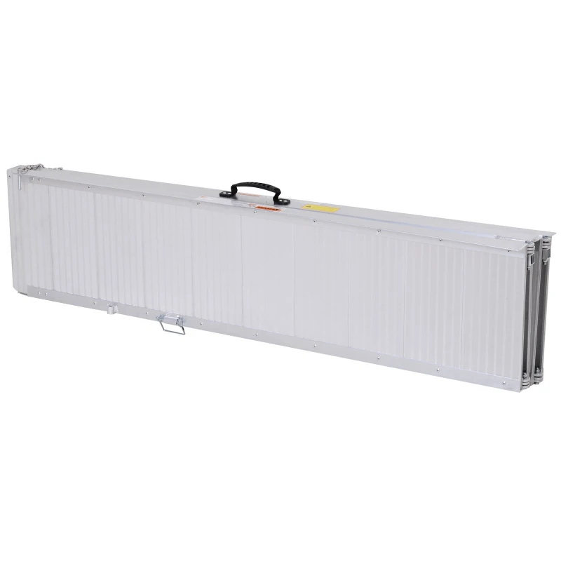 HomCom 10' Portable Tri-Fold Lightweight Aluminum Stair Doorway Entry Disability Ramp - Silver