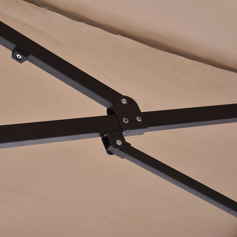 Outsunny 15' Double Sided Market Patio Umbrella, Steel Outdoor Shade Canopy for Garden and Poolside, Tan