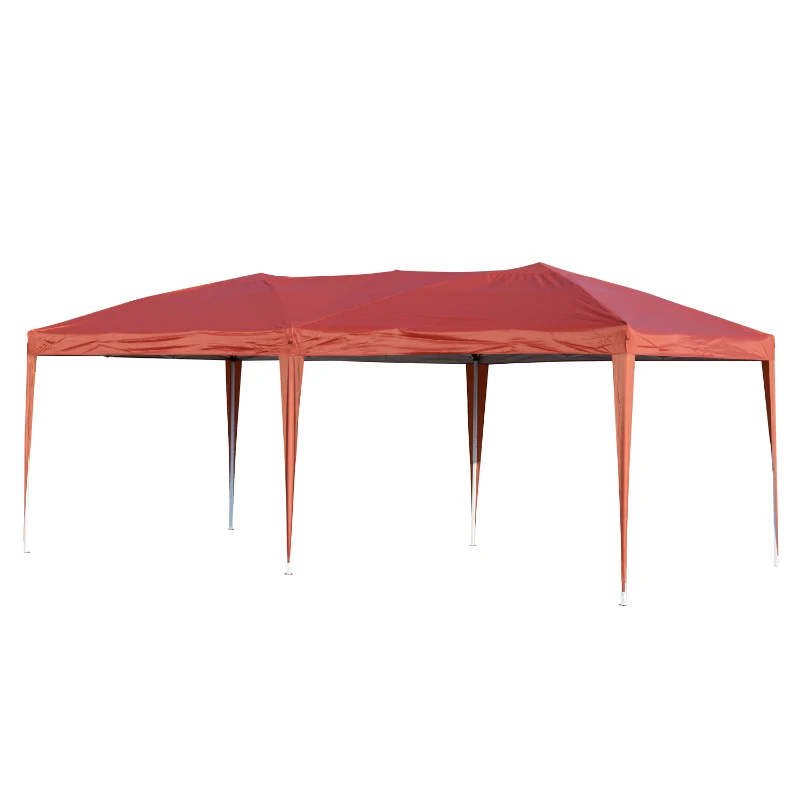 Outsunny 10' x 20' Pop Up Canopy Party Tent with 4 Removable Sidewalls - Rust Red
