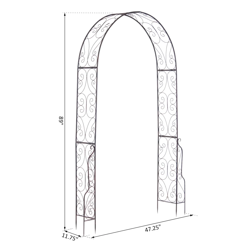 Outsunny 7.5' Metal Outdoor Garden Arch Arbor Trellis - Black Bronze