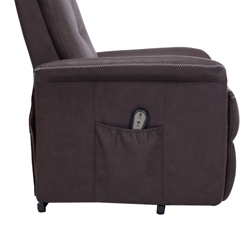 HomCom Faux Leather Three Position Lift Chair Recliner With Remote - Brown