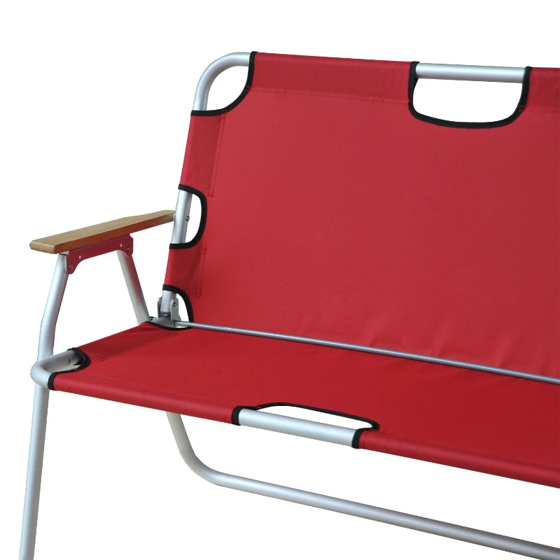 Outsunny 2-Person Folding Aluminum Love Seat Camping Chair - Red