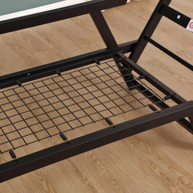 HOMCOM Click Clack Couch Convertible Futon Sleeper Sofa Bed - Modern - Linen Fabric  61" L  Dark Grey