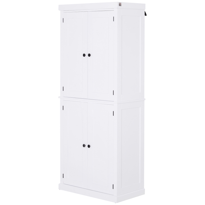 Natural Wood Stand Alone Kitchen Pantry with Two Large Storage Areas Adjustable Shelving