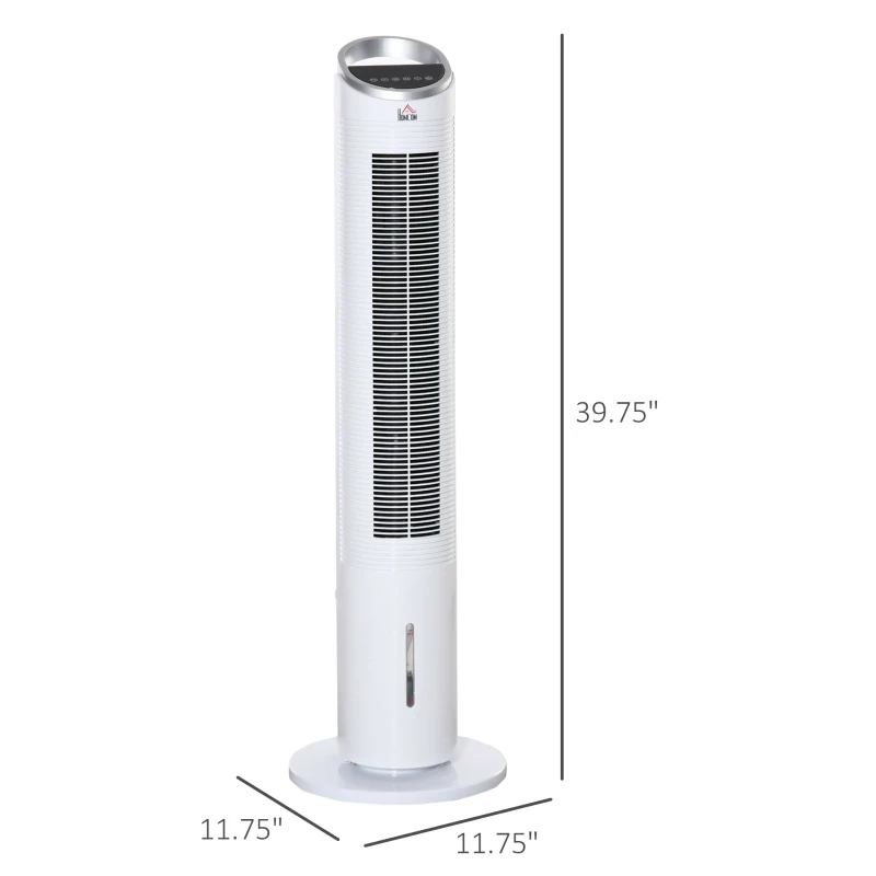 HOMCOM 40" Portable Oscillating Air Cooler Fan for Home Office, 3-In-1 Standing Ice Floor Fan with Humidifier, 3 Modes, 3 Speeds, 8H Timer, Remote, LED Display, White