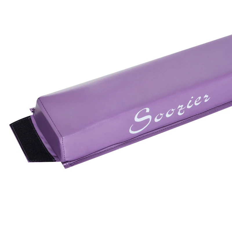 Soozier 8' Folding Stable PU Leather Gymnastics Floor Balance Beam - Purple