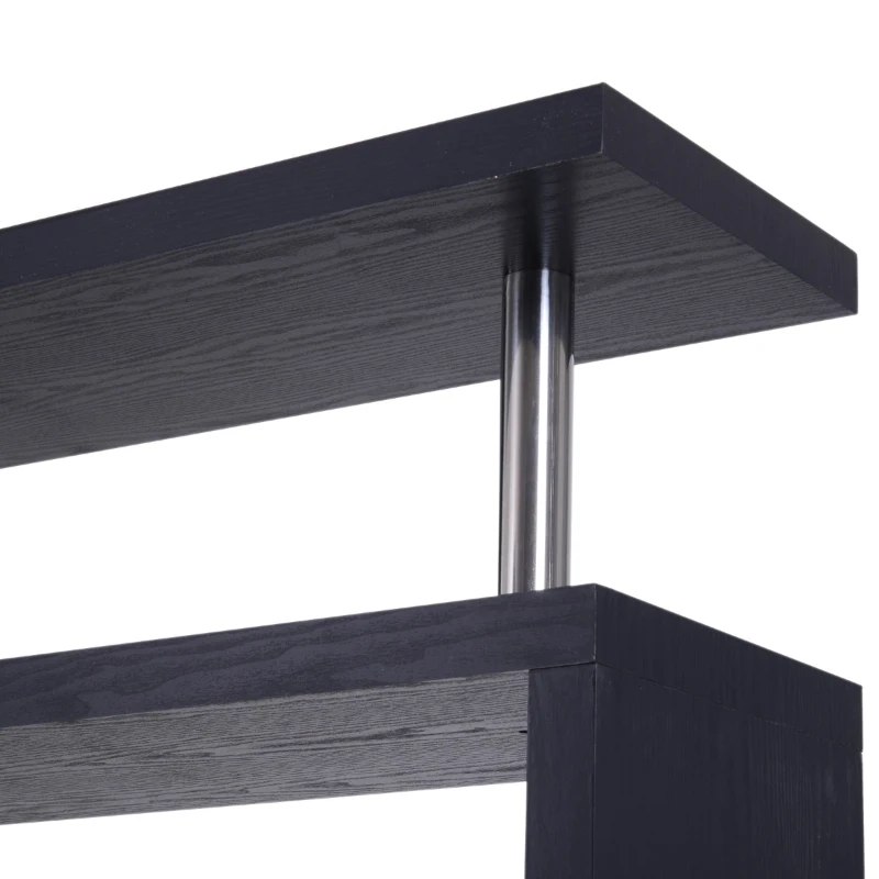 HomCom Rotating Home Office Corner Desk and Storage Shelf Combo - Black Wood Grain