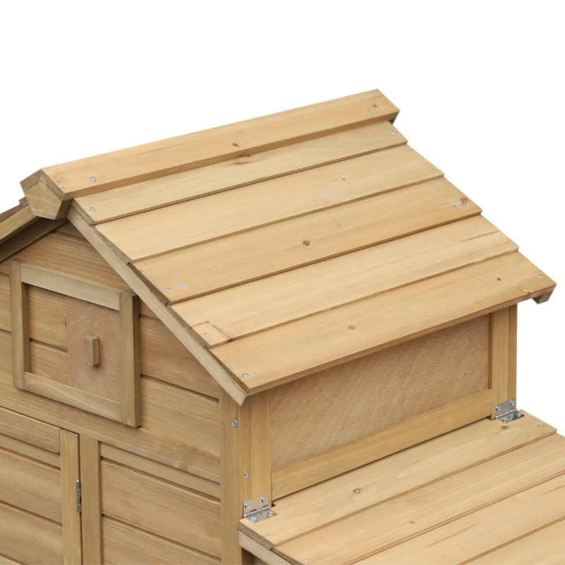 PawHut 59" Wooden Outdoor Hen House Small Animal Livestock Cage Enclosure with Run
