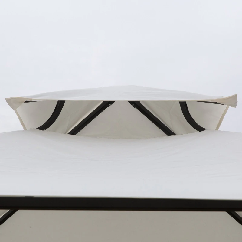 Outsunny 10'x10' Decorative Garden Gazebo with Steel Frame - Elegant Patio Canopy, Cream - Perfect for Outdoor Events & Gatherings