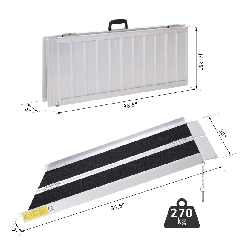 HOMCOM Versatile 3ft Motorcycle  Scooter  and Dollie Ramp for Home or Travel  600lbs