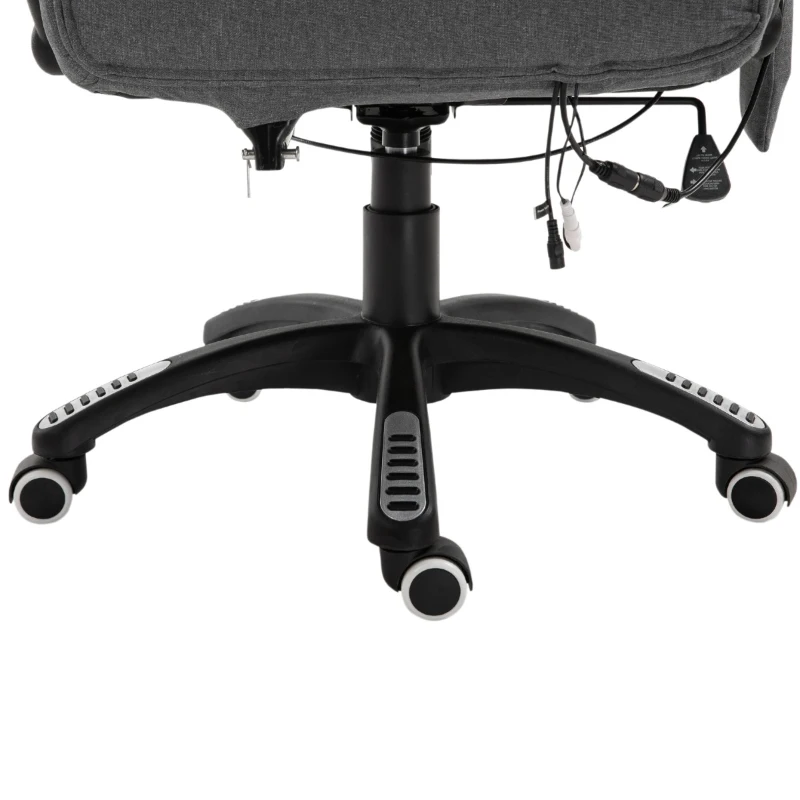 Vinsetto Adjustable Reclining Heating Massage Office Chair Linen Fabric - Grey