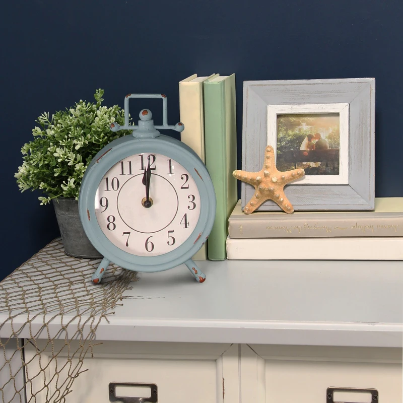 Stratton Dorothy Vintage Blue Metal Table Clock