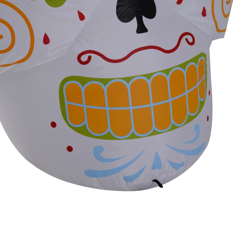 HomCom 4' LED Outdoor Halloween Inflatable Decoration - Day of the Dead Sugar Skull
