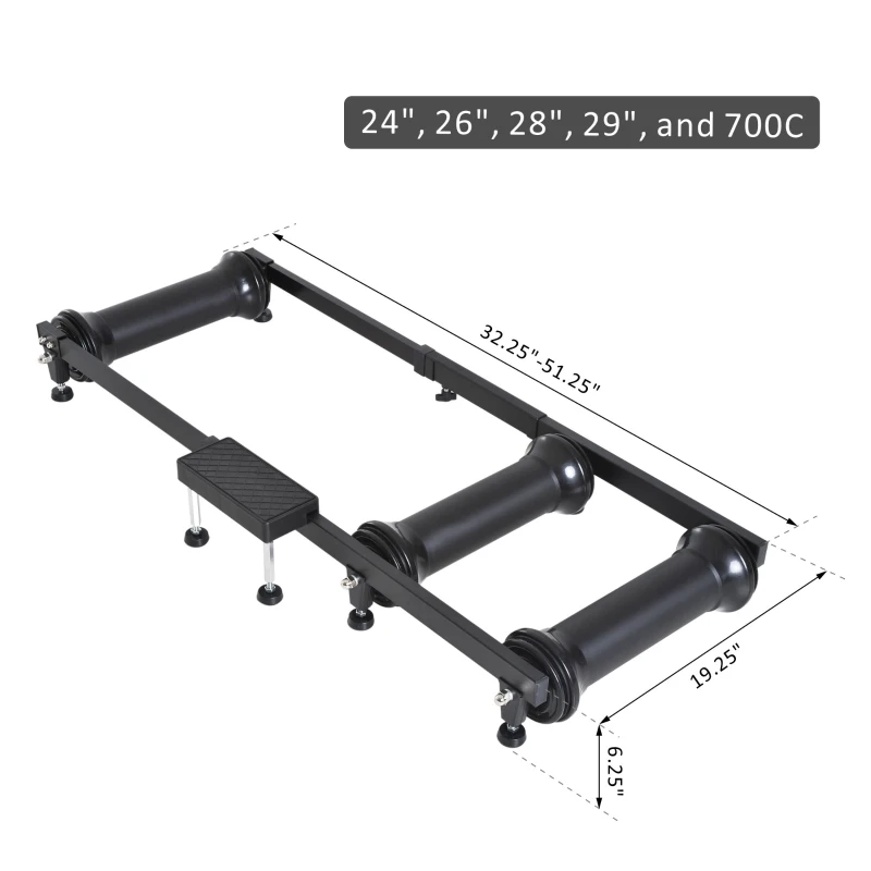 Soozier Bike Roller Adjustable Trainer Indoor Fitness Cycling Parabolic Roller Bike Trainer Portable Bike Exercise - Black