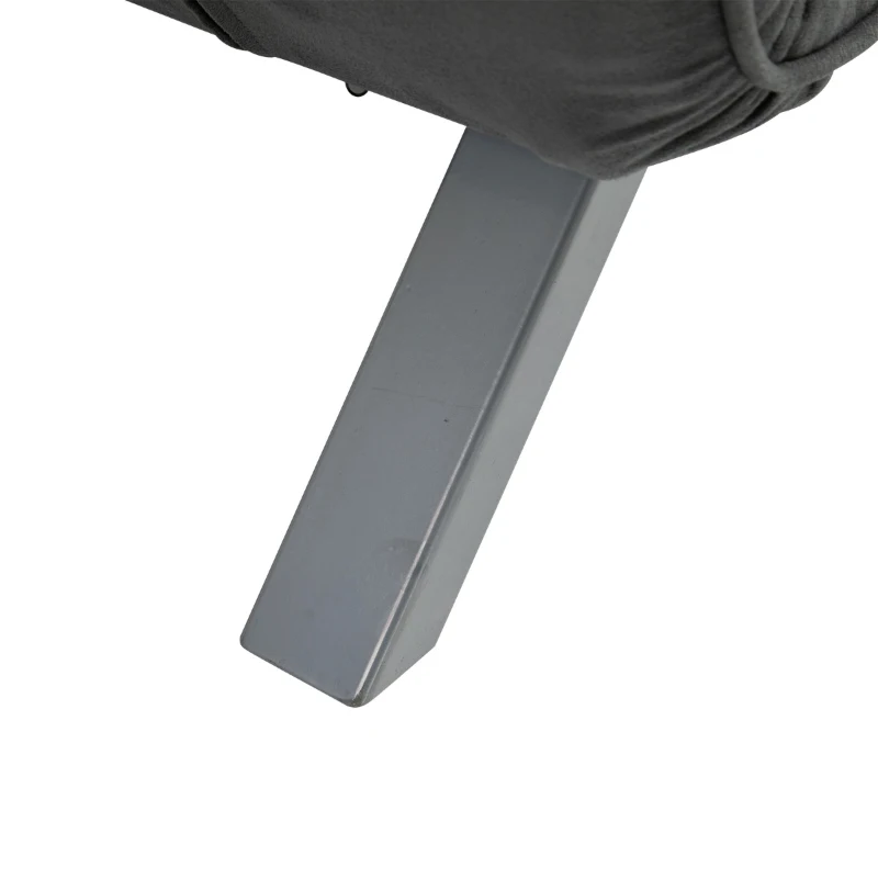 HomCom Twin Size Convertible Sleeper Bed Lounger Chair Faux Suede Microfiber Slip Cover - Gray