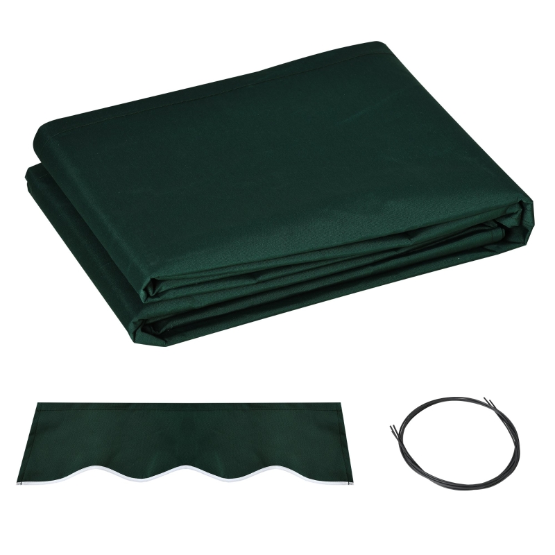 Outsunny 13' x 8' Outdoor Retractable Awning Fabric Replacement UV Protection, Dark Green