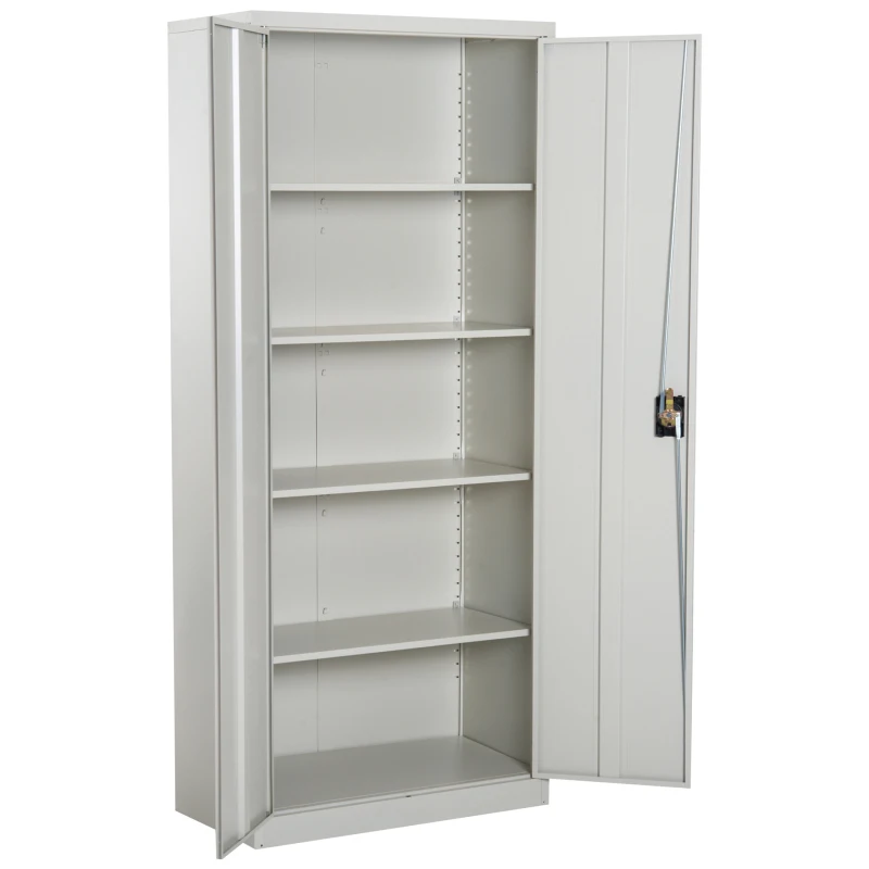 Vinsetto 72” Tall Steel Large Freestanding Commercial Warehouse Utility Storage Cabinet - Cream White