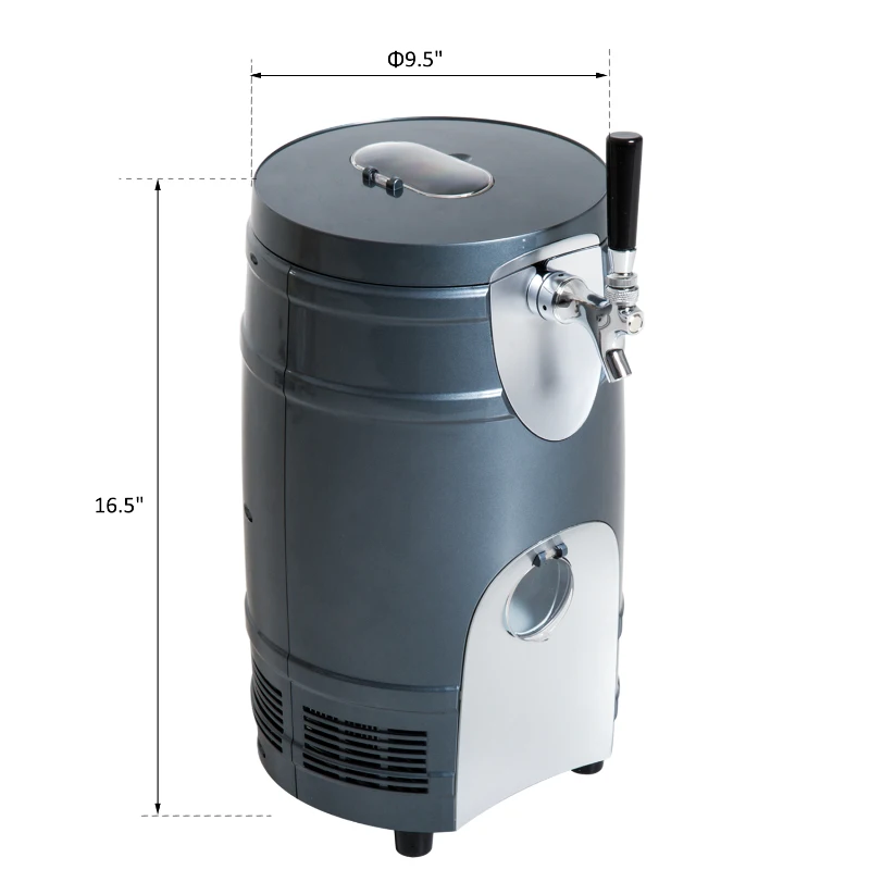 HOMCOM 5 Liter Mini Kegerator Beer Cooler Dispenser Portable -Black