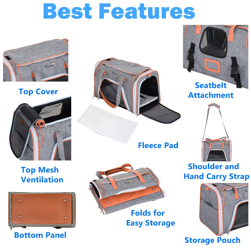 PawHut 18" Small Dog Carrier Pet Tote Bag Airline Approved Pet Carrier Cat Travel Carrier