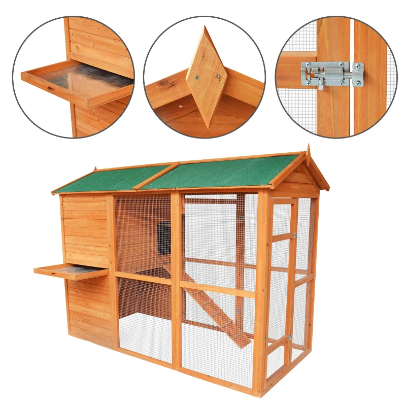 Pawhut Large Backyard Chicken Coop with Outdoor Run