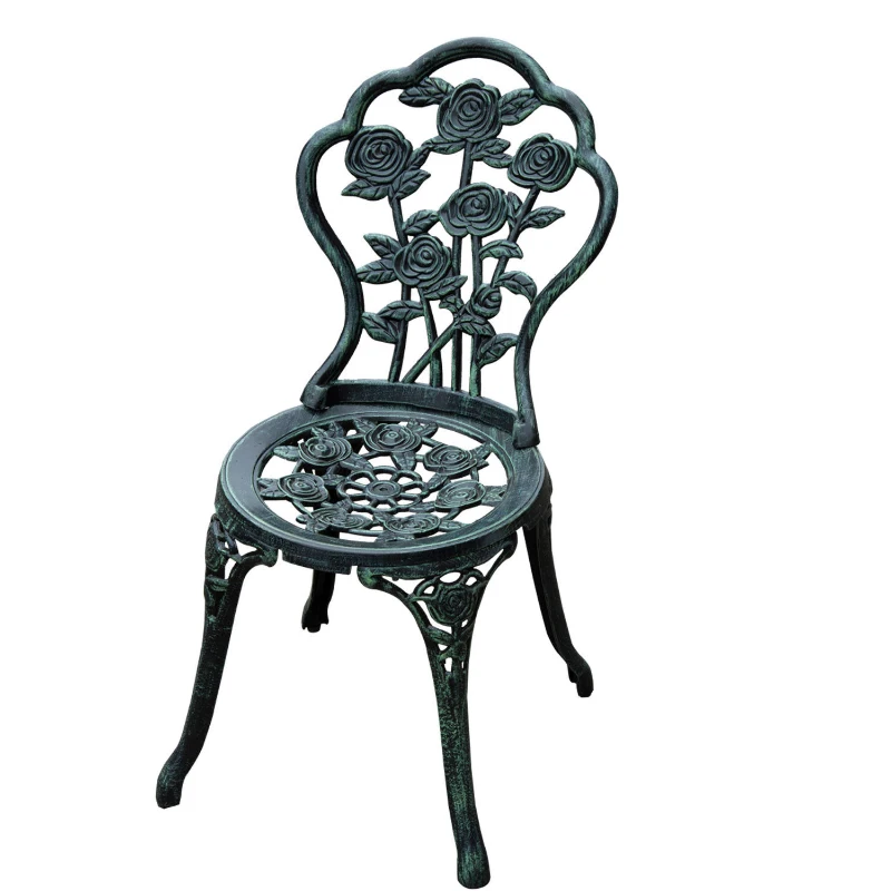 Outsunny 3 Piece Outdoor Cast Iron Patio Furniture Antique Style Dining Bistro Set