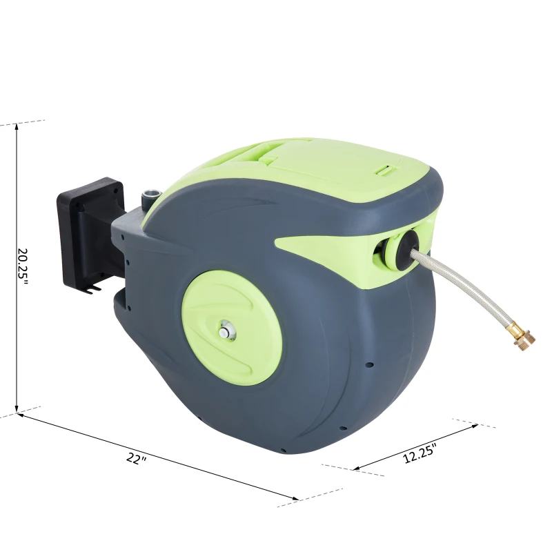 Outsunny 100’ Plastic Portable Outdoor Wall Mount Retractable Water Hose Reel