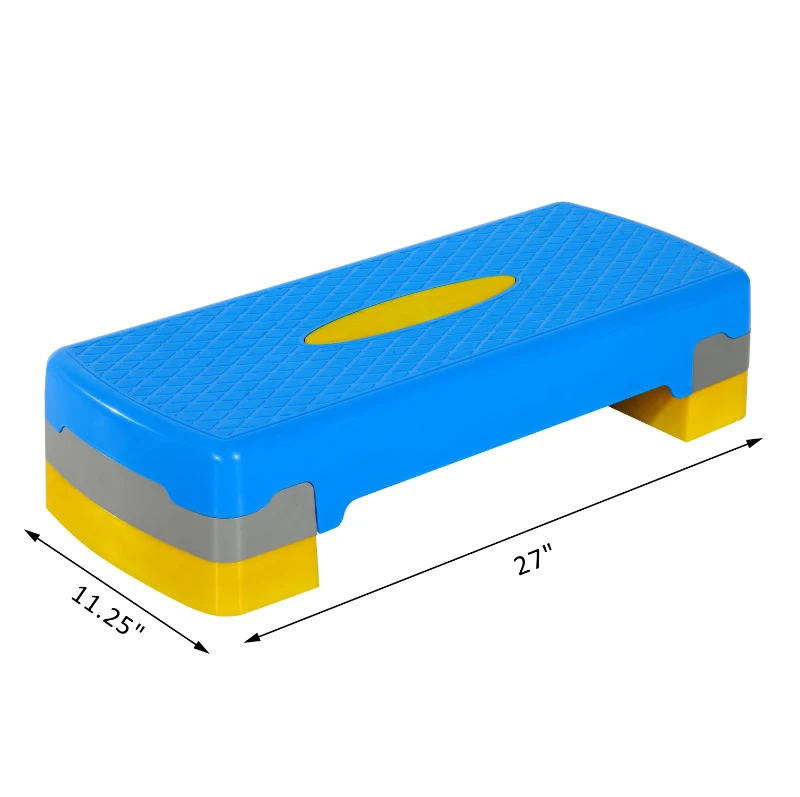 Soozier 27" Adjustable Aerobic Fitness Platform Stepper - Blue/Gray/Yellow