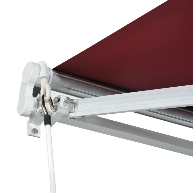 Outsunny 78" Manual Retractable Door & Window Awning - Wine Red