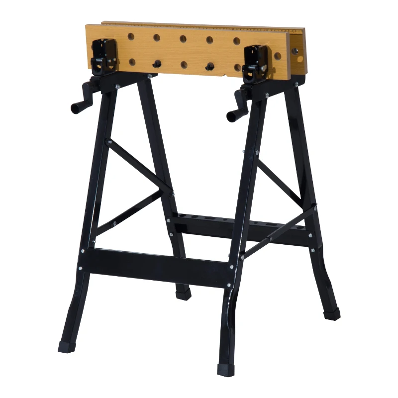 HomCom 25” Adjustable Folding Portable Work Bench and Vise – 385lb Capacity