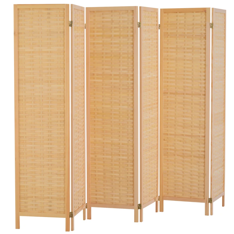 HomCom 6' 6-Panel Bamboo Screen Freestanding Room Divider