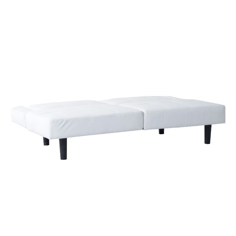 HomCom 73" Convertible PU Leather Sofa Futon - White