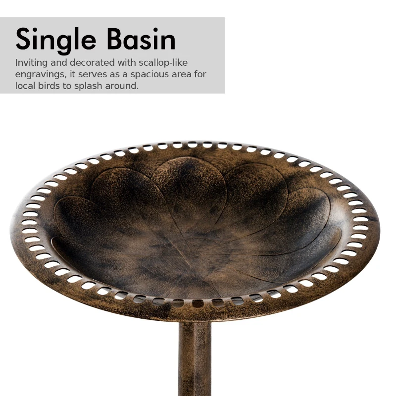 Outsunny 28" Tall Resin Free Standing Garden Pedestal Bird Bath Bowl - Bronze