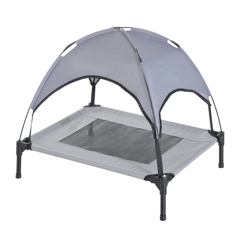 PawHut Elevated Dog Bed, Foldable Pet Cot with Tent Canopy, Instant Outdoor Shelter - Comfortable Resting for Pets