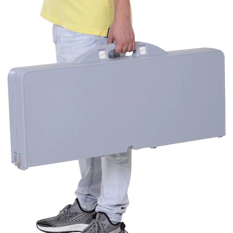 Outsunny Outdoor Picnic Table Chair 4-Seat Set Folding Patio Furniture w/Umbrella Hole - Grey