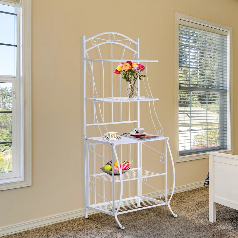 HomCom 66" Steel Indoor Bakers Rack (White)