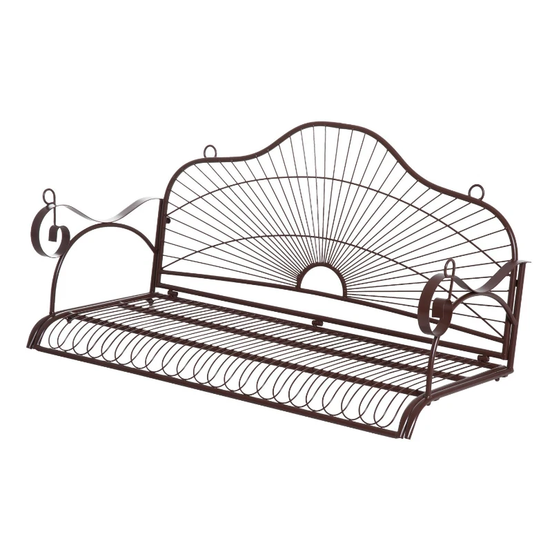 Outsunny Steel 2 Person Patio Porch Relaxation Swing Hanging Chair Bench w/ Chain - Brown