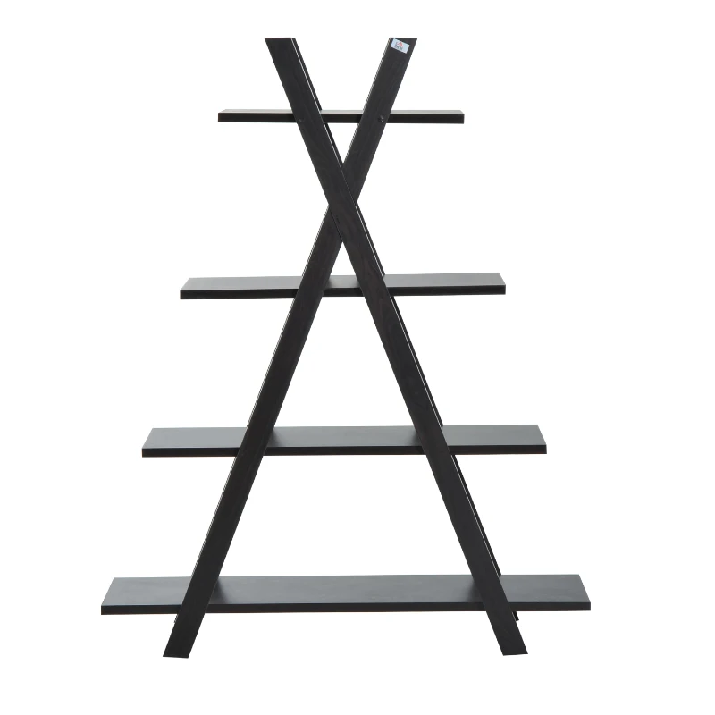 HomCom 4-Tier X Frame Open Shelf Bookshelf - Black