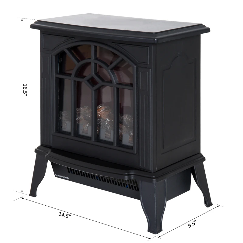 HomCom 16" 1500W Freestanding Indoor Electric Fireplace Heater - Black