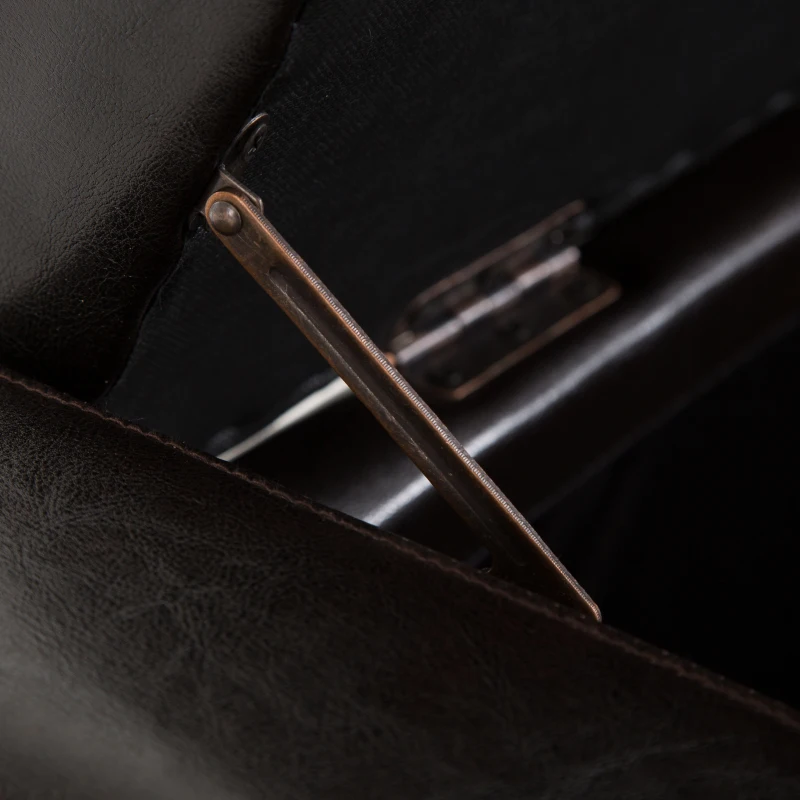 HomCom Unique Large 51" Tufted Faux Leather Storage Bench Ottoman Couch - Dark Brown