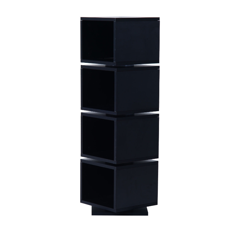 HomCom 4-Tier Rotating Cube Media Tower - Black