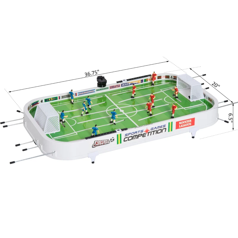 Soozier 37” Portable Mini Foosball Table Tabletop Soccer Game for Kids Sportcraft Football Table - Green/White