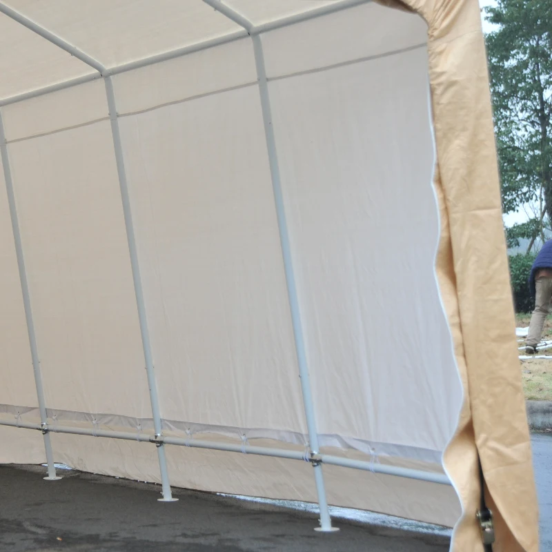 Outsunny 17' x 10.5' Heavy Duty Outdoor Carport Canopy Tent - Beige