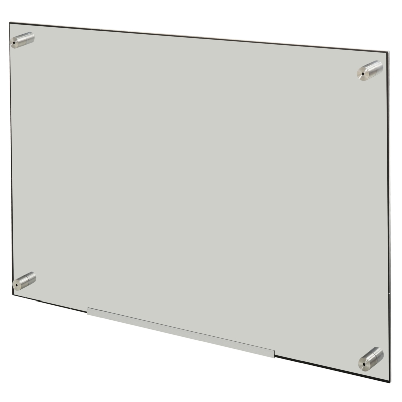 Vinsetto 35.5" x 23.5" Glass Magnetic Dry Erase Whiteboard, Frameless Board on Wall, with Dry Eraser, 4 Markers and Pen Holder - White