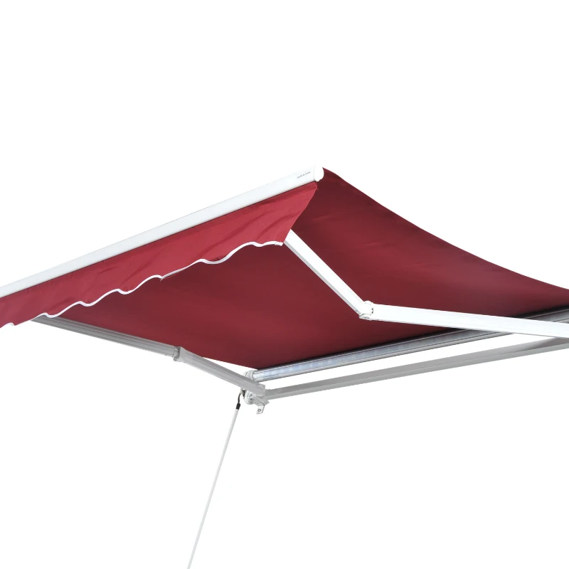 Outsunny 78" Manual Retractable Door & Window Awning - Wine Red