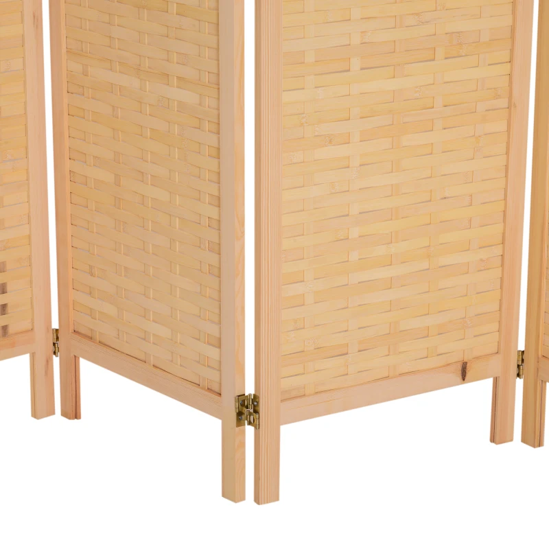 HomCom 6' 6-Panel Bamboo Screen Freestanding Room Divider